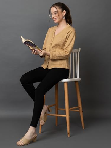 Image of Wear lusso Women Woolen V Neck Casual Wear Stylish Cardigan Sweaters for Winter with Side Pocket | Cozy and Warm Winter Sweater for Girls /Ladies