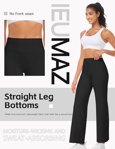 Women Straight Leggings Bottoms High Waist Gym Workout Leggings Stretch Casual Wide Leg Yoga Pants2