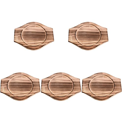 BESTonZON 5 Pieces Wood Trivet for Bowl Wood Base Korean Bowl Trivet Wood underliner for cast Iron Hot Pots and