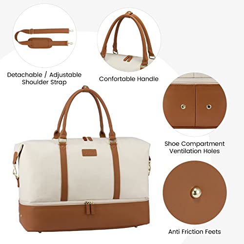 Sucipi Weekender Bags for Women Canvas Travel Duffle Bag with Shoe Compartment Overnight Bag Carry on Gym Duffel with Toiletry Bag for Traveling Weekend Hospital Bags for Labor and Delivery4