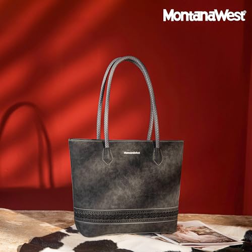 Image of Montana West Woven Tote Bags for Women Purses and Handbags with Back Zipper Pocket