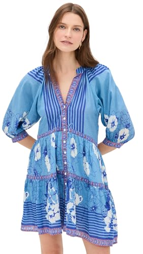 BELL Women's Clara Mini Dress, Blue White Flowers, S