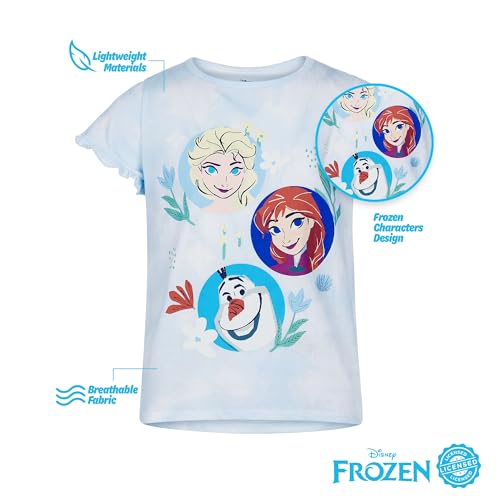 DISNEY Girls' T-Shirts Frozen Princess 4 Pack Short Sleeve Graphic Tee (Size: 6) Purple3