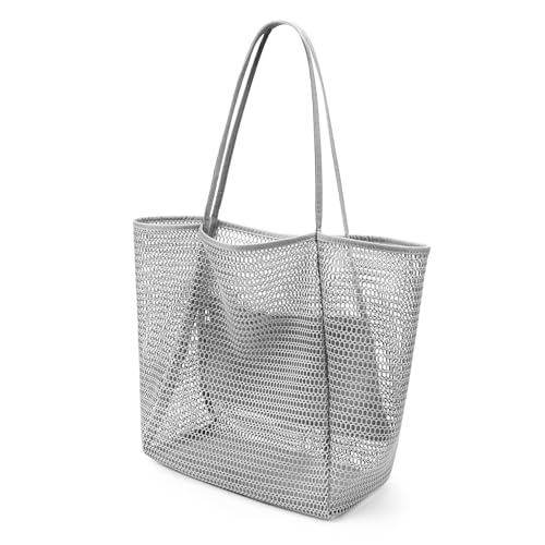 Image of VOROLO Mesh Tote Beach Bag,Women Fairycore Hobo Bag,Shoulder Bag,Soft Summer Casual Crochet Bags