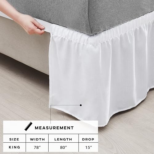 Casual-Living-32671-King-California-King-Wrap-Around-Bed-Skirts-Ruffles-15-inch-Drop-Wrinkle-Resistant-Machine-Washable-Silky-Luxury-Home-and-Hotel-Style-Bedding-Skirt-KingCalifornia-King-White Casual Living 32671 King California King Wrap Around Bed Skirts Ruffles 15 inch Drop Wrinkle Resistant Machine Washable Silky Luxury Home and Hotel Style Bedding Skirt KingCalifornia King White