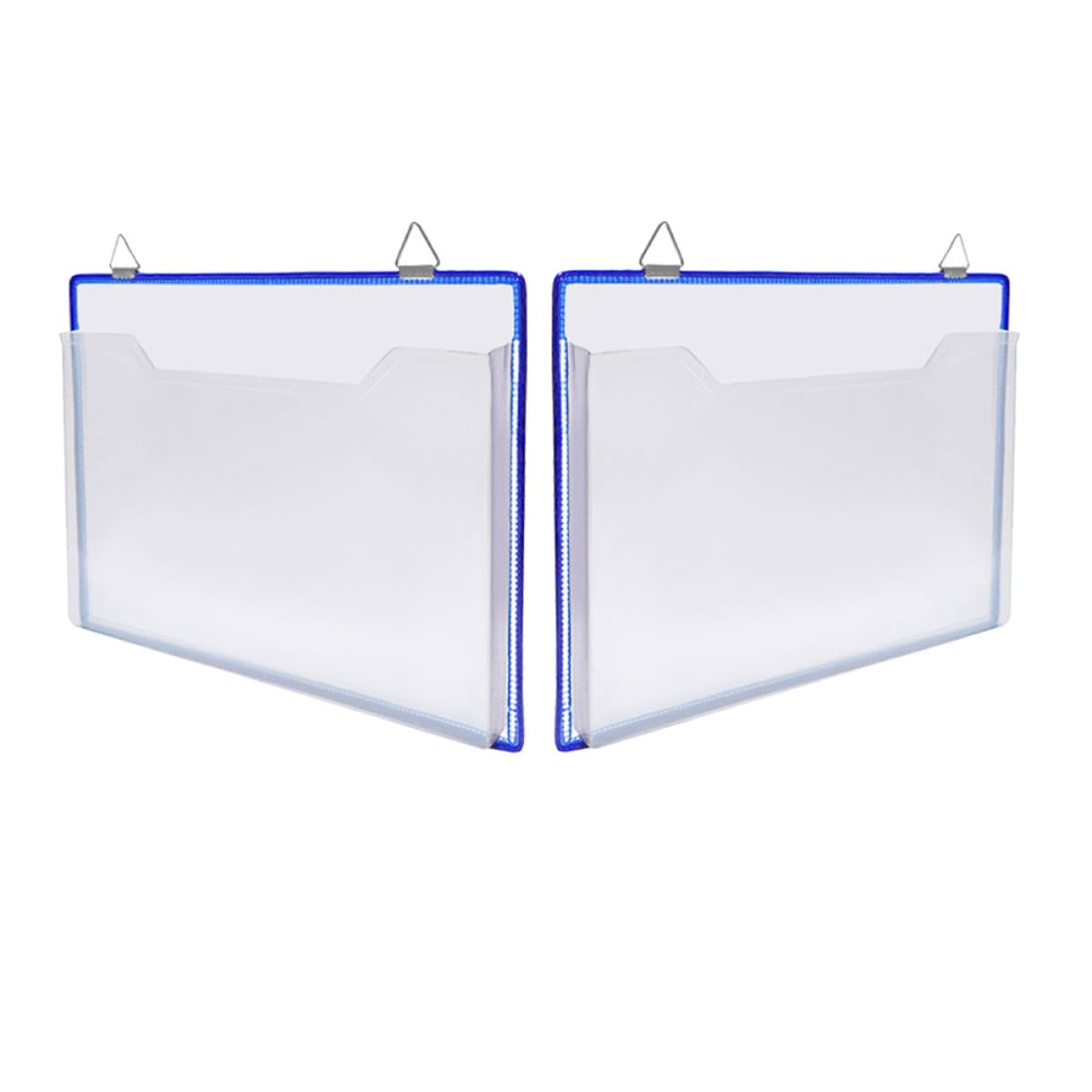 AYUWQZX Wall Display Unit, 2 pcs Blue Plastic Hang File Bags, Wall Mounted, for Banknotes, Receipts, 32x24x2 cm