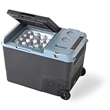 山善 ELEIN ポータブル保冷温庫 ポータブル冷蔵庫 車載冷蔵庫 35L (AC/DC/バッテリー 3WAY電源) -18℃~60℃ 車載 冷蔵庫 冷凍庫 小型 クーラーボックス 保温機能付き ソーラーパネル接続可能 キャスター付き ブルーグレー YFR-DC350