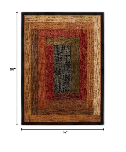 Home Dynamix Royalty Vega Contemporary Geometric Area Rug, Black/Brown, 5'2"x7'2"
