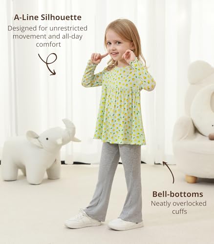 Image of Toddler Girls' Clothes-Viscose from Bamboo, Long Sleeve Ruffle Top with Pant Sets for Kids 2Pcs Fall Outfits 2T-6Y