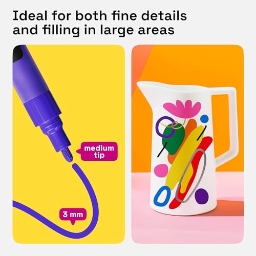 Image of ARTISTRO 12 Oil-Based Permanent Paint Markers - Medium Tip Markers for Tire, Wood, Rock, Fabric, Glass, Ceramic, Metal, Plastic, and More - Quick Dry, Waterproof