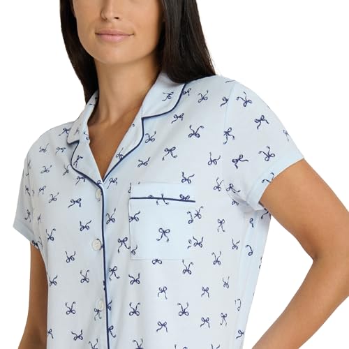 Laura Ashley Women's Pajamas 2 Piece Cotton Blend Notch Collar Button Down PJ Set4