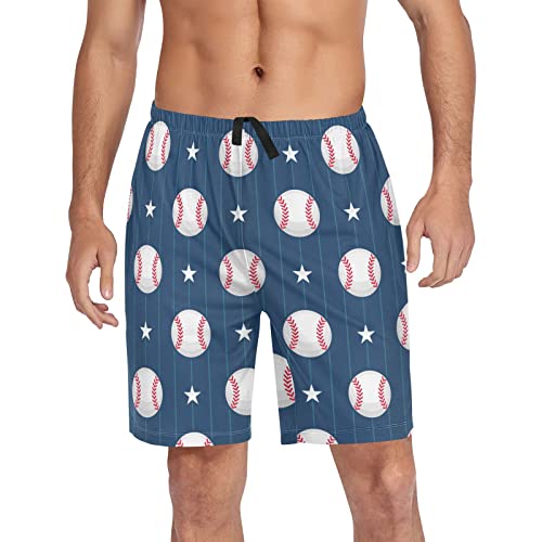 Baseball Sport Stars Mens Pajama Shorts Men's Pajama Bottoms Soft Sleepwear L2