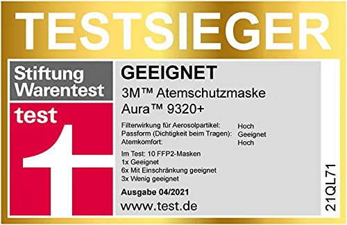 3M Aura 9320+ adembeschermingsmasker, comfortabel masker met optimale aanpassing aan het gezicht, wegwerpmasker met… - Image 8