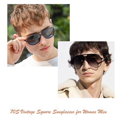 Image of Onrtry Retro Polarized Aviator Sunglasses for Women Men Classic 70s Vintage Trendy Square Sun Glasses Shades