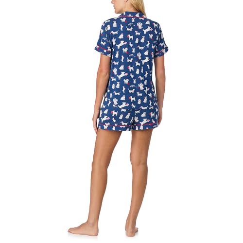 Image of kate spade new york Short Sleeve Brushed Jersey Notch Boxer Pajama Set