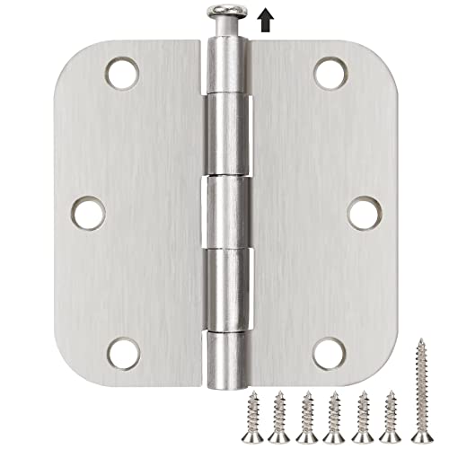 Image of 42 Pack Rounded Door Hinges Brushed Nickel 3.5 Inch Interior 5 /8 inch 3-1 /2 inch Flat Iron Hinge Hardware House Bifold Table Farmhouse Bedroom Office Living Room Decor 3 inch Heavy Metal Accessories for Doors