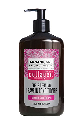 Arganicare Restoring Collagen Leave In Conditioner with Certified Organic Argan Oil and Collagen for curly and brittle hair 13.5 fl oz