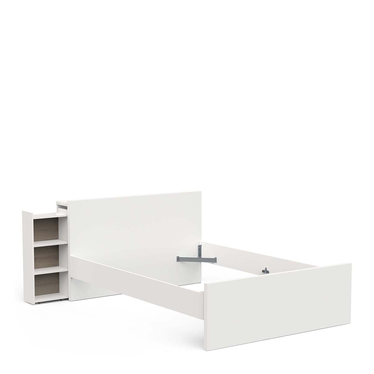 Cabecero de Cama con Almacenamiento con 6 nichos de Madera, Compatible con Cama de 140 x 200 y Cama de 160 x 200, Color Blanco Mate, Dormitorio para Adultos Clyde - 21,6 x 144,4 x 87,7 cm