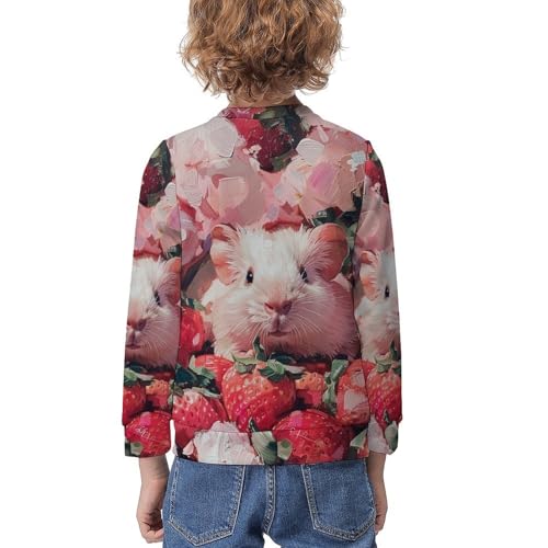 Soft Pink Guinea Pig And StrawberriesChildren's Casual Pullover Sweatshirt Loose Fit6-7Y2