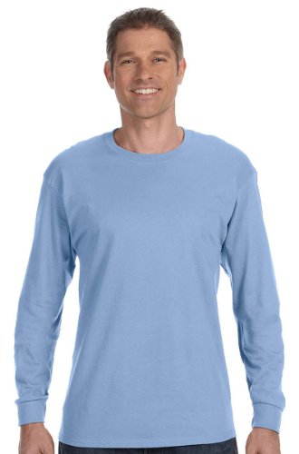 Hanes TAGLESS 6.1 Long Sleeve T-Shirt, L-Light Blue