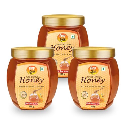 Image of ANP BEE Raw Natural Honey 300gm (100gm x 3), Pure NMR Tested Unprocessed Premium Quality Original Multiflora Madhu /Shahad I Supports Weight Loss, Good for Heart Health I Plastic Bottle