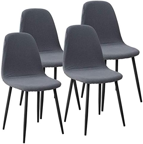 Ryoizen Scandinavian Dining Chair Covers,4 Pieces Stretch Nordic Style Chair Slipcovers Armless Chair Covers for Kitchen, Dining, Bedroom,Living Room Side Chairs Grey