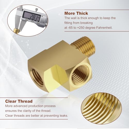 Image of 2pcs 1 /4 inch Brass Tee Fittings 1 /4 inch NPT Female Pipe to 1 /4 inch NPT Male to 1 /4 inch NPT Female Brass Barstock Street Tee Pipe Fittings 3 Way for Joining Pipe
