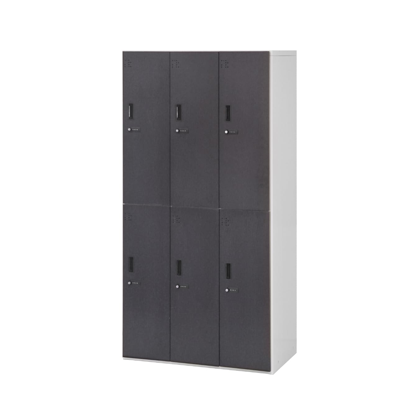 ダークブラウン 6扉 オフィスロッカー 鍵付き 楽天市場】木製ロッカー 6人用 オフィス 更衣室 木目 鍵付き 3列