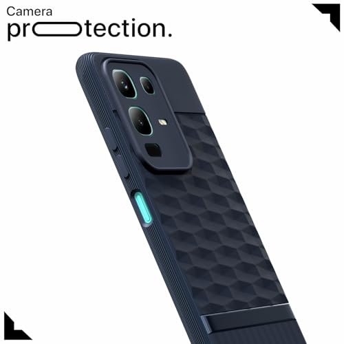 Image of Pikkme Back Cover for Infinix Note 50x 5G Camera Protection 3D Hexa Cube Design Silicone Protective Bumper Case (Blue)