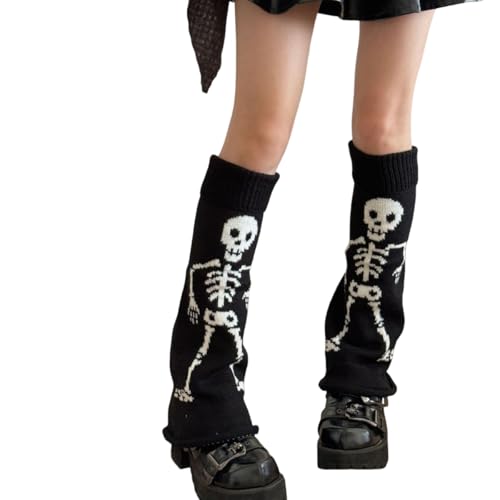 Image of WODECASA Girls Kawaii Leg Warmers Knitted Flared Leg Sleeves Goth Crochet Baggy Cuff Ankle Heap Socks