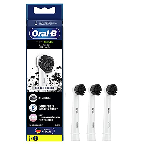 Oral-B Pure Clean Aufsteckbürsten für elektrische Zahnbürste, 3 Stück, mit Aktivkohle-Borsten...