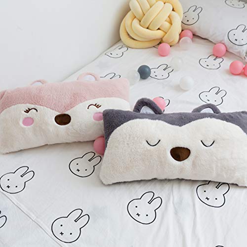 Image of Snugtown Stuffed Animal Lumbar Pillow, Super Soft Plush Cuddle Throw Pillow for Kids, Cute Fox Shaped Pillow, 12 x 24 Inches, Grey, Ivory
