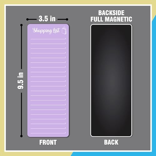 Image of Clickedin Magnetic Shopping List Grocery Fridge Magnet, 10x24 cm Acrylic Board with Marker (Purple)