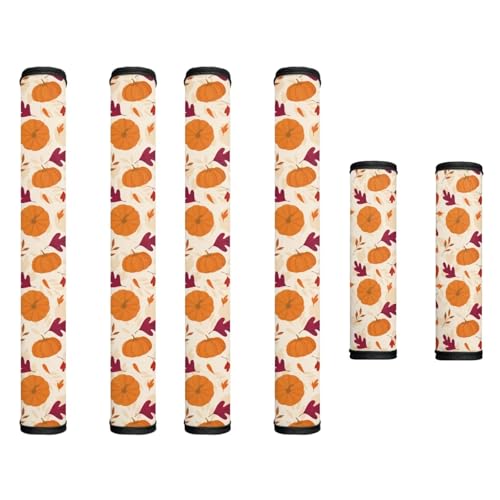 Image of Autumn Maple Leaf Refrigerator Handle Covers Set of 6 Anti-Skid Microwave Handle Covers Heat Protection Thanksgiving Kitchen Appliance Door Handle Covers