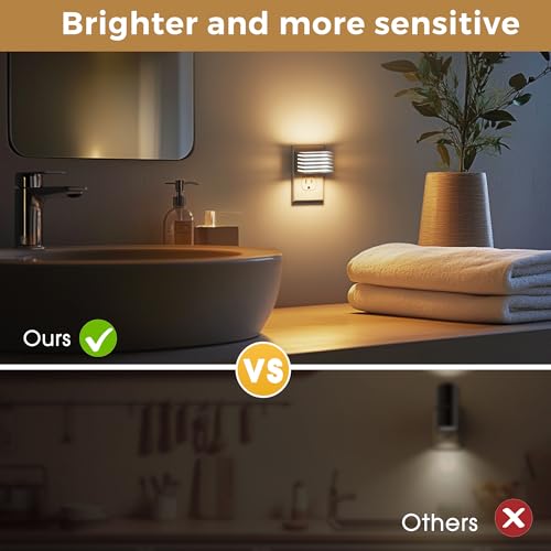Image of L LOHAS LED Night Lights Plug into Wall, 2 Pack Modern Night Light with Dusk to Dawn Sensor, Dimmable Plug in Night Light, Adjustable Brightness, 3000K Soft White for Bedroom Bathroom Hallway(Silver)