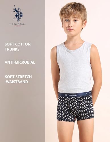 Image of U.S. Polo ASSN. Boys EKT04 Mid Rise Cotton Spandex Trunks - Pack of 3