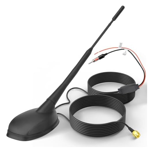 Eightwood FM/AM GPS Dachantenne Auto Radio Antenne Aktive Autoantenne mit Verstärker Auto Radio Amplifier 5M Kabel SMA Stecker DIN Adapter für Pioneer BP Clarion Alpine Digital Tuner usw
