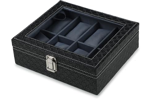 Image of STORESHINE Unisex 8 Slots Watch Organiser Box Black and Grey