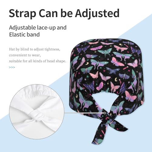 Image of Working Cap Scrub Cap with Sweatband Adjustable Unisex Tie Back Hat for Cleaning Farm Nursing