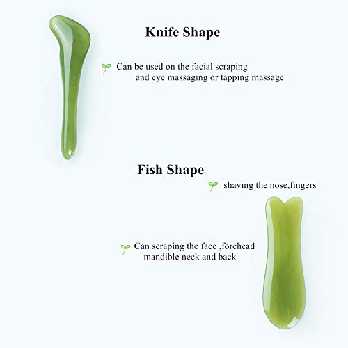 Yuyongtang 7 Pieces Gua Sha Scraping Massage Tool,Natural Resin Guasha Tool Massage Tools Set For Face Back And Neck Release,Reduce Muscle Pain,With Storage Bag (Green) #TOP5