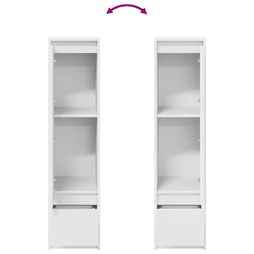 Aparador alto blanco de madera con espacio de almacenamiento práctico como armario auxiliar decorativo para el hogar