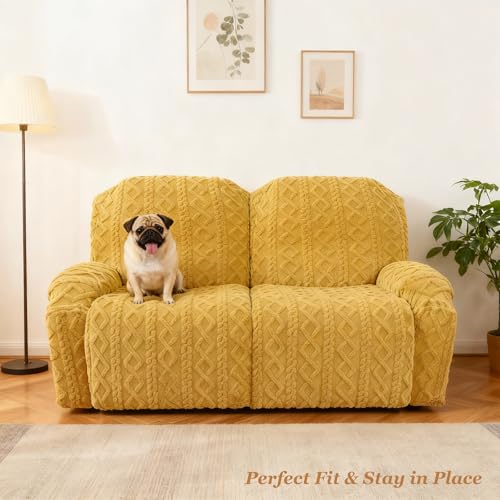 Image of JOKIVTOU Loveseat Recliner Covers 6 Pieces Reclining Sofa Slipcovers with Pocket& Elastic Bottom, 2 Seaters Lazy Boy Non Slip Love Seat Sofa Couch Slipcover, Thick Soft Feel, Washable