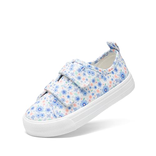 DREAM PAIRS Kid Toddler Sneakers Boys Girls Canvas with Cartoon Dual Hook and Loops for School Walking 7 Toddler Light Blue/Pink