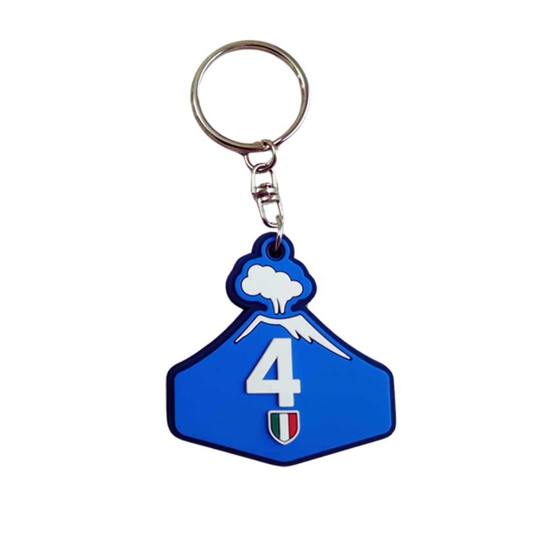 Shop and Solve Keyring Champions of Italy Vesuvius 4 Scudetto Tricolour and Dates in Relief Super Finished 5 cm Gift for Neapolitan Fans Limited Edition (Celebrative 4), azure, 5cm
