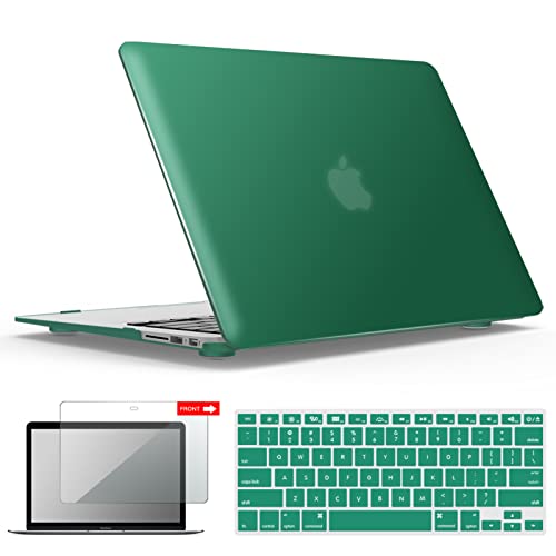IBENZER Compatible with Old Version MacBook Air 13 Inch Case (2010-2017 Release), Plastic Hard Shell Case with Keyboard & Screen Cover for Mac Air 13, Peacock Green, A13LMGN+2