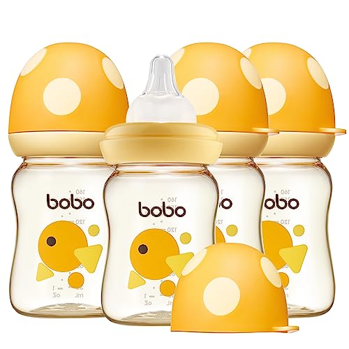 Image of YOHKOH PPSU Baby Bottle Wide Neck, Newborn Anti-Colic Baby Bottle with Natural Response Nipple, Streamlined Body, Easy to Clean (5.4oz (Pack of 4), Yellow)