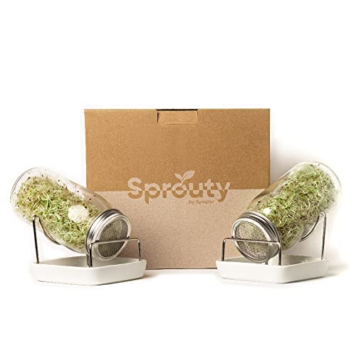 SPROUTY | Juego de Tarros de Germinación | 2x Tarro de Germinación 750ml + 2x Tazón de Cerámica | Juego de Cultivo de Germinación | Sostenible y Libre de Plástico Cover