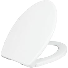 LUXE TS1008E Elongated Comfort Fit Toilet Seat with Slow Close, Quick Release Hinges, and Non-Slip Bumpers (White)