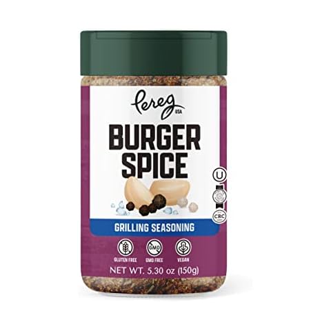 Pereg Burger Spice (5.30 Oz) - Hamburger Seasoning with Black Pepper, White Pepper, Onion, Garlic, & Mustard - Meat BBQ Seasoning for Beef, Chicken, Brisket, Ribs, Burgers, Potatoes - Non-GMO Cover