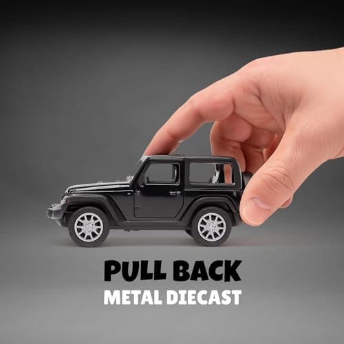 Image of Amisha Gift Gallery Open Thar Jeep Diecast Metal Toy Car for Kids, Black | Opening Doors & Pull Back Action, Mini Manual Push Super Car, No Battery Needed, Durable Diecast Vehicle for Kids Age 3+